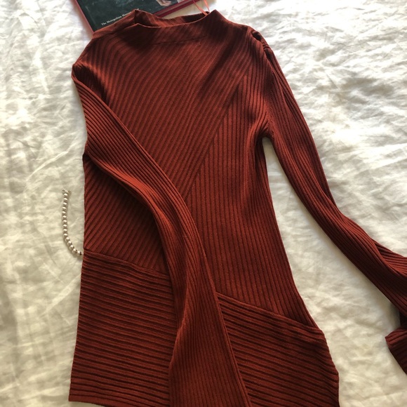 TOPSHOP Asymmetrical Ribbed Sweater, rust - Picture 3 of 6